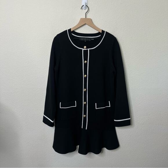 Anthropologie Endless Rose Sweater Blazer Dress Black Knit Gold Buttons Size M - Picture 8 of 13